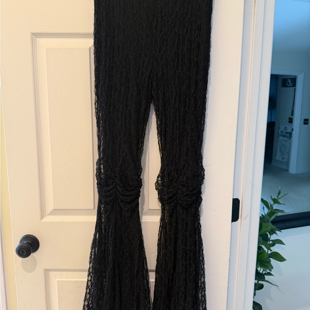 Free People Black Lace Flare Pants
